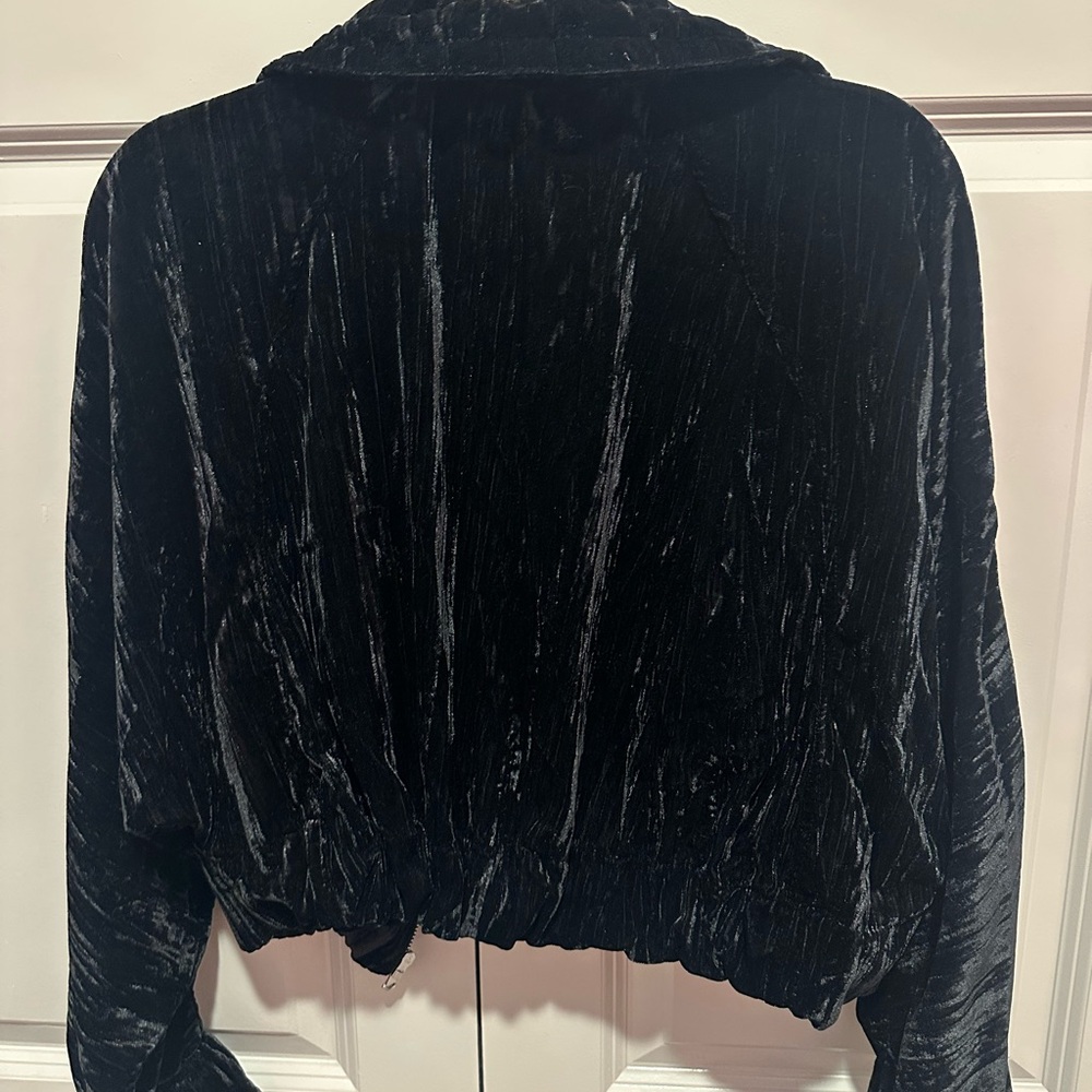 Zara Black Velvet Bomber Jacket - Picture 2 of 4